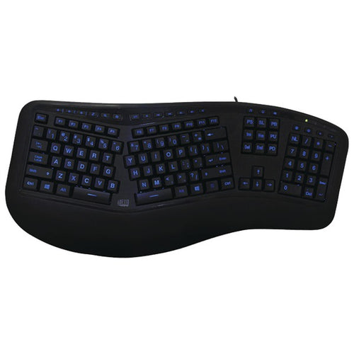 Adesso(R) AKB-150EB Tru-Form(TM) 150 3-Color Illuminated Ergonomic Keyboard